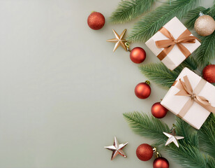 christmas background with branches and decorations