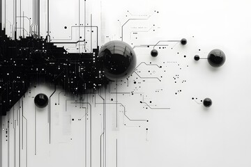 digital data stream black white technology effect background 