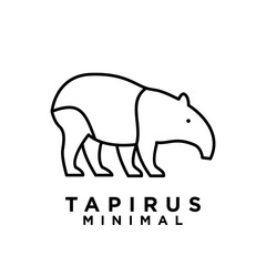 Tapirus line black logo icon design illustration
