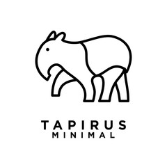 Tapirus line black logo icon design illustration