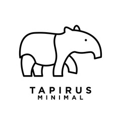 Tapirus line black logo icon design illustration