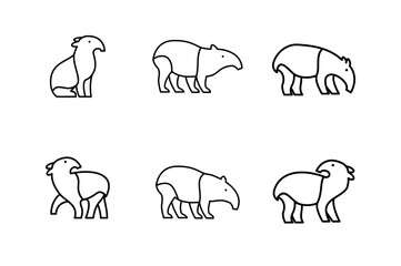 Tapirus line black logo icon design illustration