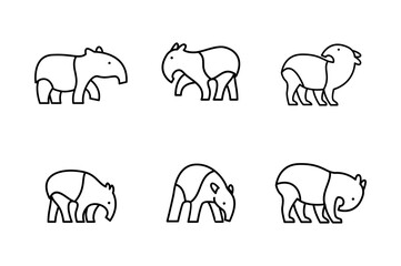 Tapirus line black logo icon design illustration