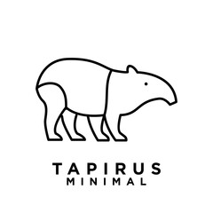 Tapirus line black logo icon design illustration