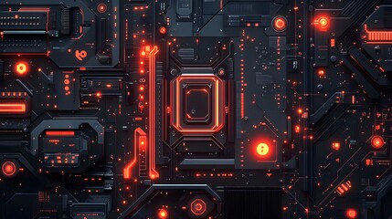 digital data stream red technology background 