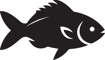 Black fish vector art illustration with transparent background