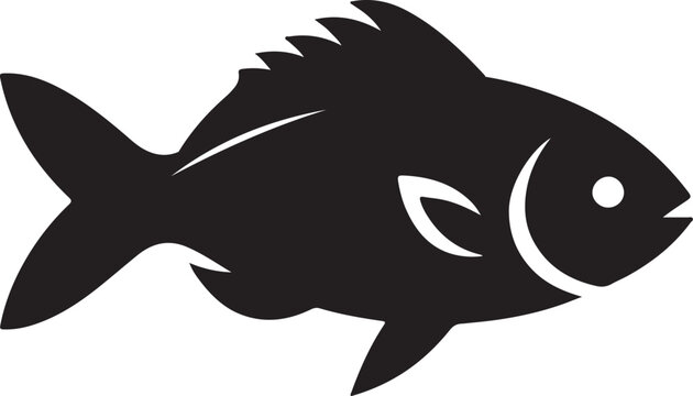 Black fish vector art illustration with transparent background