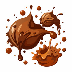 A vibrant illustration depicting a dynamic splash of liquid chocolate, perfect for adding a touch of sweetness and indulgence to your designs. This captivating image is ideal for packaging.
