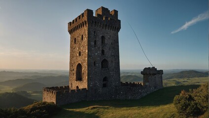 A charming archer tower during a summer festival enhances the atmosphere of joy