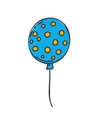 Blue polka dot balloon in cartoon style, vector illustration