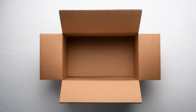 an empty cardboard box view from above