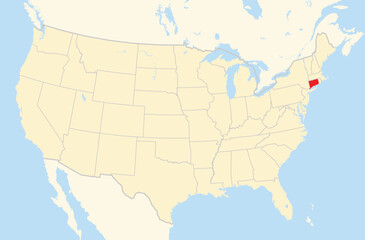 Symbol Map of the State Connecticut (United States of America) showing the Contiguous United States with the highlighted state