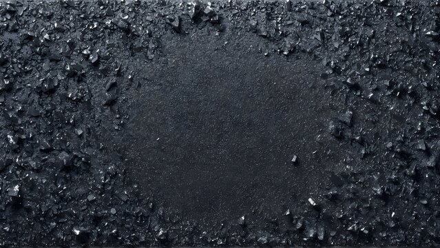 Central silver dust on matte charcoal gray, creating a reflective and sleek focal point. AI-generated.	