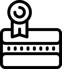 Simple vector icon of a credit card getting certified with a check mark ribbon, isolated on white background