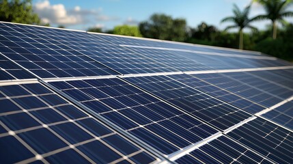 Realistic image of a sustainable urban farm with solar panels and wind turbines promoting green living