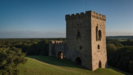 A charming archer tower surrounded by blooming flowers and greenery