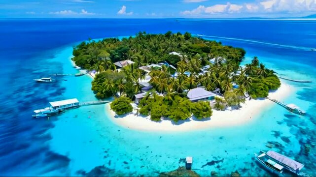 Himokilan Island, Leyte Island, Philippines. Tropical island with a village and a white beach. Tropical island with a white sandy beach, top view.
By Alex Traveler