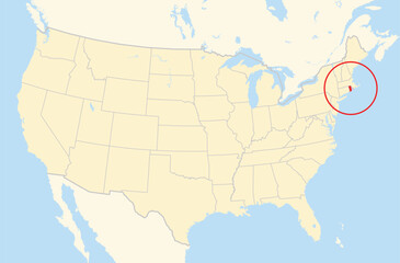 Symbol Map of the State Rhode Island (United States of America) showing the Contiguous United States with the highlighted state