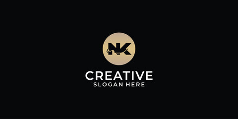 creative letter nk and knife logo