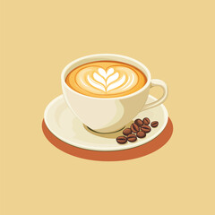 Steaming Cappuccino Mug Vector Graphic for Breakfast Themes