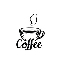 Vintage Coffee Lettering Poster with Hand-Drawn Cup and Beans