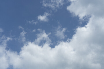 A serene sky filled with fluffy white clouds.