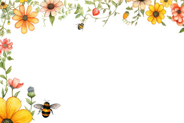 PNG Bee flower backgrounds pattern.