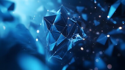 Abstract futuristic - technology with polygonal shapes on dark blue background. Design digital technology concept. 3d illustration. 