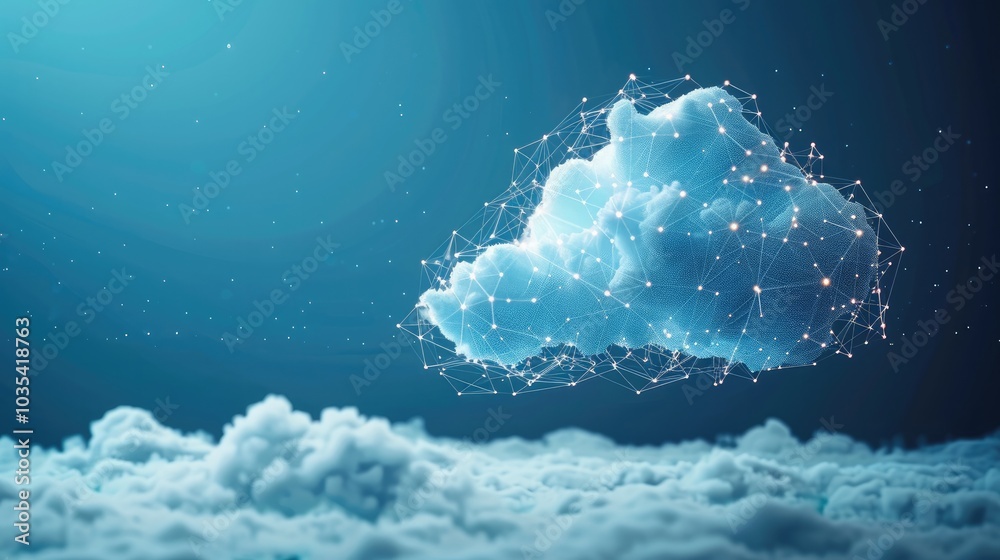 Aufkleber a cloud technology with network connection, blue background, digital data, and internet concept.