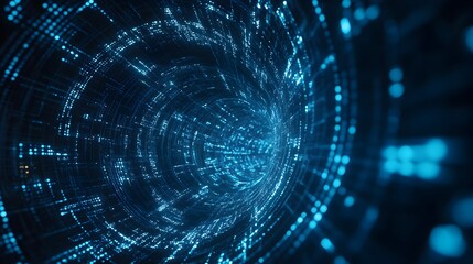 Captivating Cyber Vortex Dynamic Digital Tunnel of Futuristic Neon Lights and Data Streams