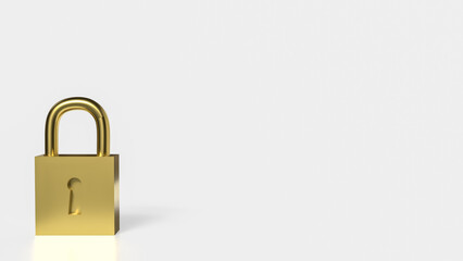 Golden lock for security  or Business concept 3d rendering.