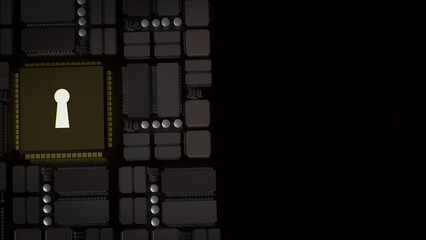 Obraz premium The Lock on pcb Board for technology security concept 3d rendering.