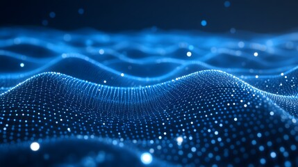 Abstract Blue Digital Network with Glowing Nodes