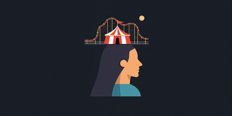 Obraz premium illustrative representation of a person who has emotional ups and downs in life due to stress or mental illness and emotional distress, borderline or depression