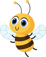 Happy honeybee mascot. Honey character. Cartoon insect