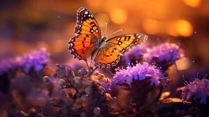 Obraz premium Monarch Butterfly Landing on Purple Flower