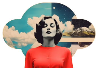 PNG Retro dreamy of selflove art portrait painting.