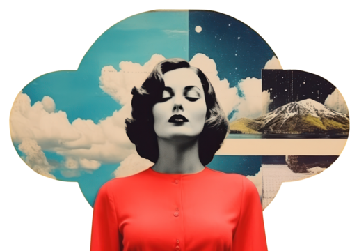 PNG Retro dreamy of selflove art portrait painting.