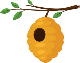 Wild beehive hanging on tree. Natural insect home © LadadikArt