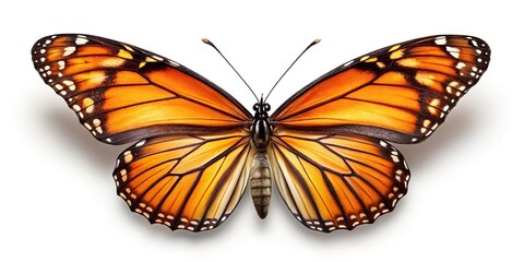 Fototapeta premium Low angle view of a butterfly isolated on white background