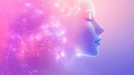 Obraz premium A wide image illustrating the concept of human and technology integration, showcasing digital transformation and artificial intelligence (AI). This design is suitable for banners and advertisements.