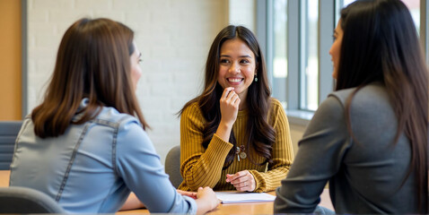 School counselor talks to pupil or student about the semester and further steps in studies, advice, help and orientation at school and in studies