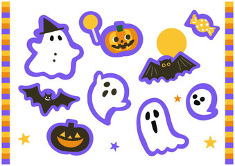 ハロウィンのキャラクターセット白背景