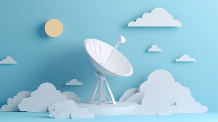 Satellite dish 3d paper cute vector image