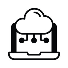 Cloud with laptop screen, concept icon of cloud computing