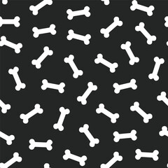 Seamless pattern of collection of scattered bones on black background