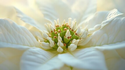 Obraz premium White Poinsettia in Full Bloom: Macro Nature Close-Up of Beautiful Leafy Plant
