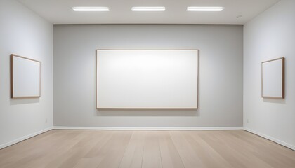 Empty room art gallery with blank canvases