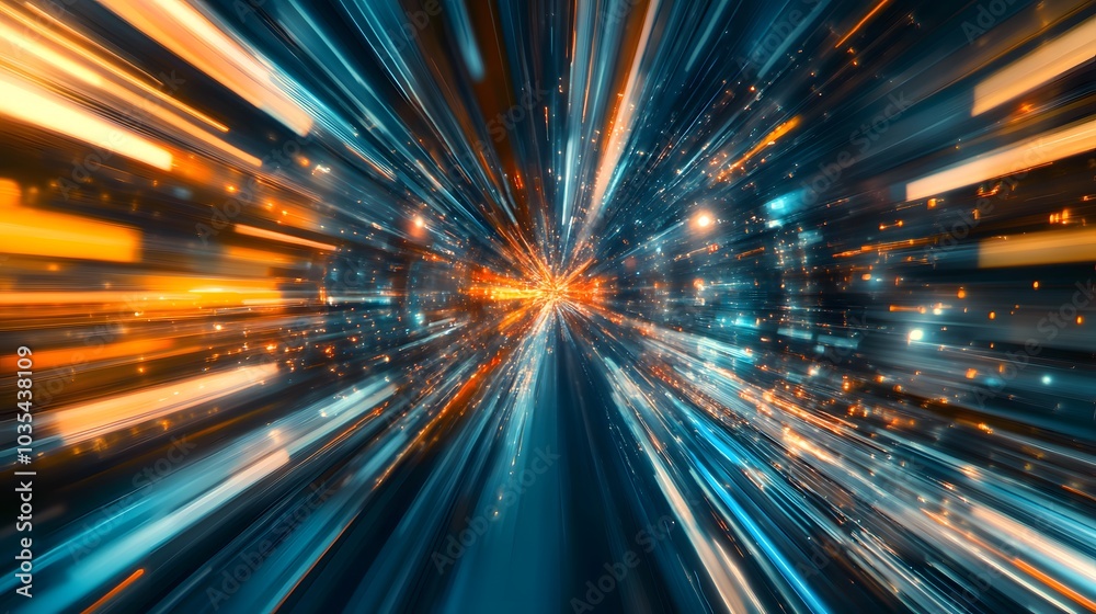 Wall mural web development concept with abstract high speed technology pov motion blur.
