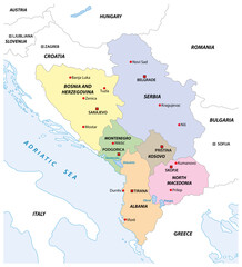 Map of the Western Balkan states